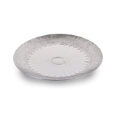 Designer Silver Stainless Steel Round Platters - Hammering Series | Flower Pattern Platters - Serving Tray For Food Dessert Fruit Coffee Tea | Serve Ware, Dinnerware & Tableware